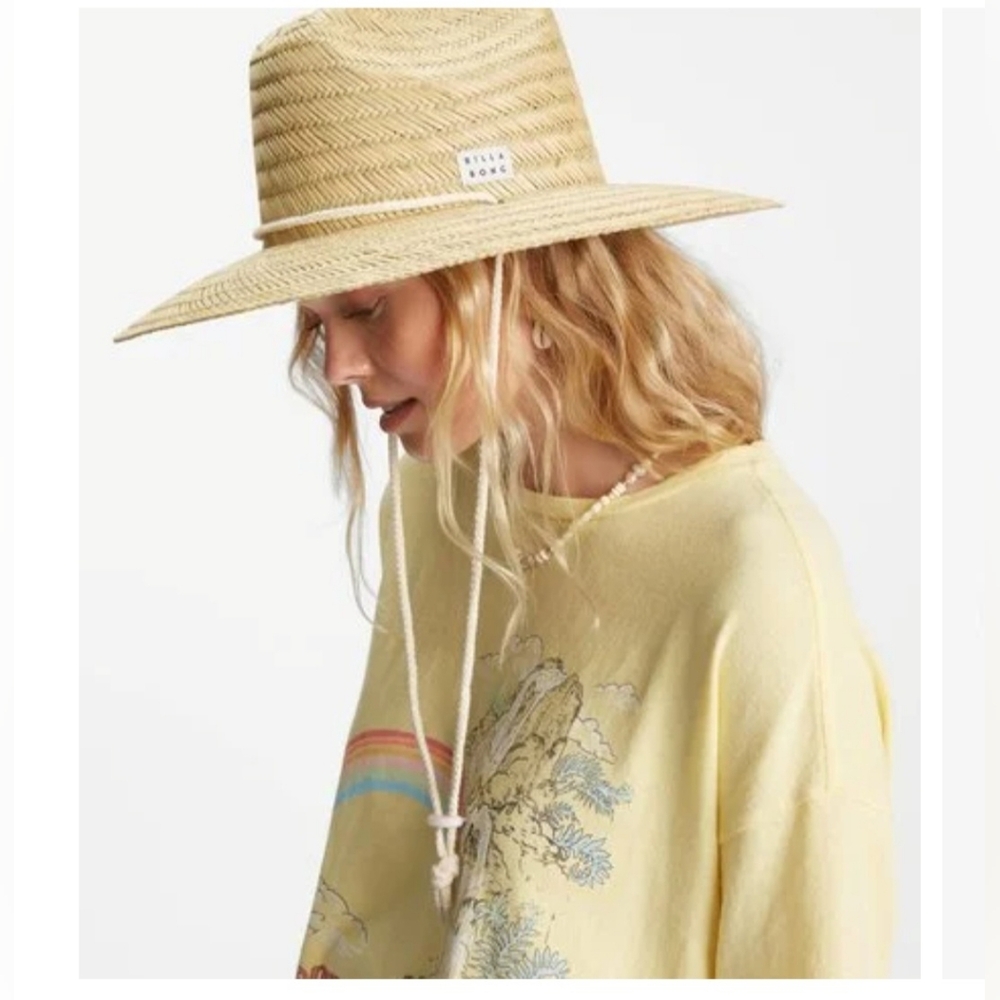 Billabong New Comer Woven Straw Wide-Brim Lifeguard Hat NEW